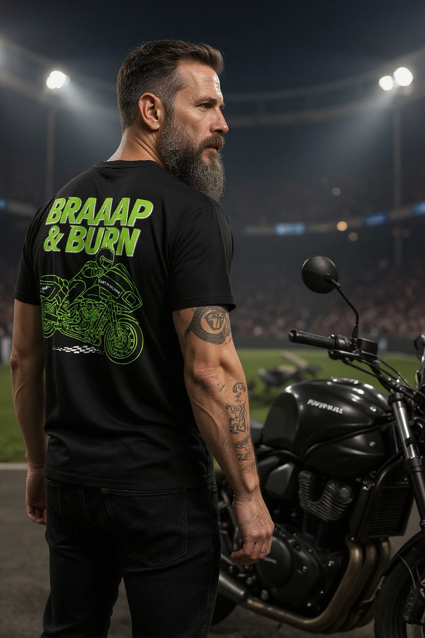 BRAAAP & BURN: Bagger Racing Biker Edition Premium Fitted Tee