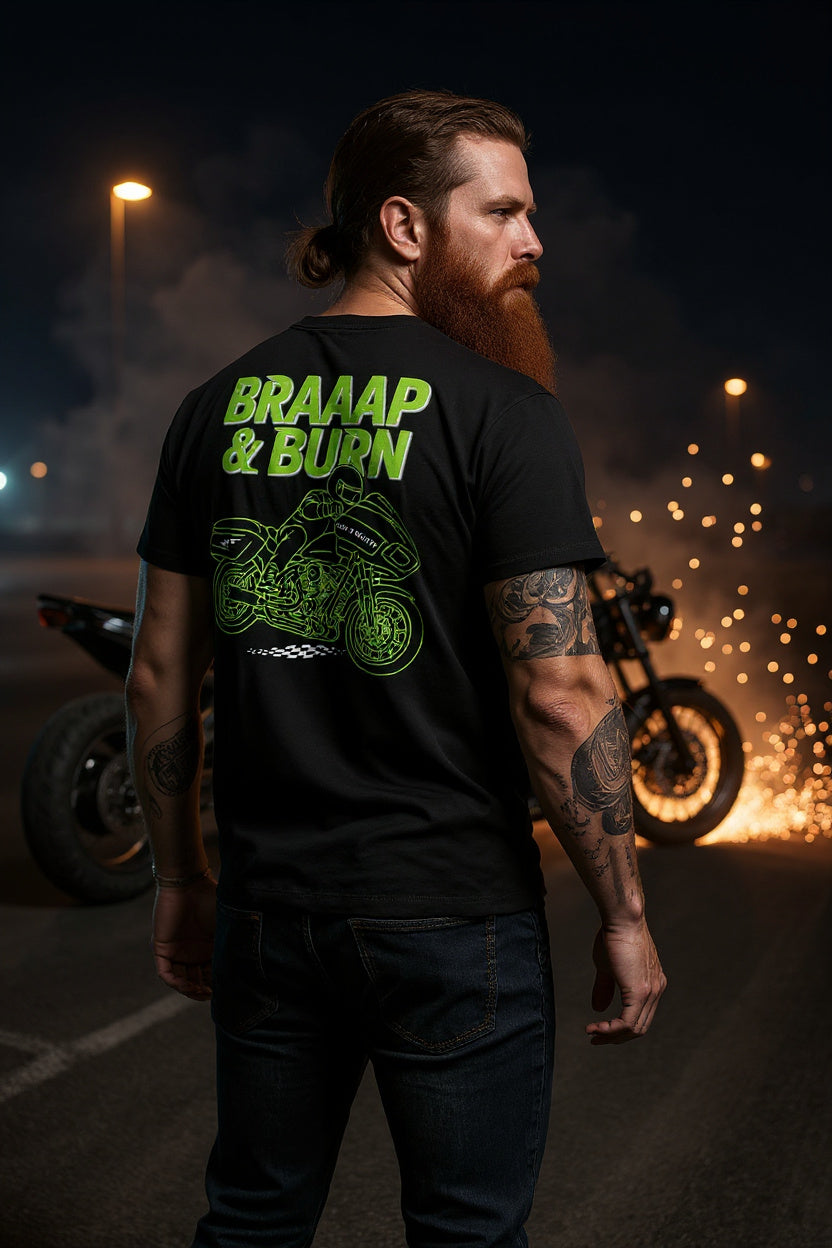 BRAAAP & BURN: Bagger Racing Biker Edition Premium Fitted Tee