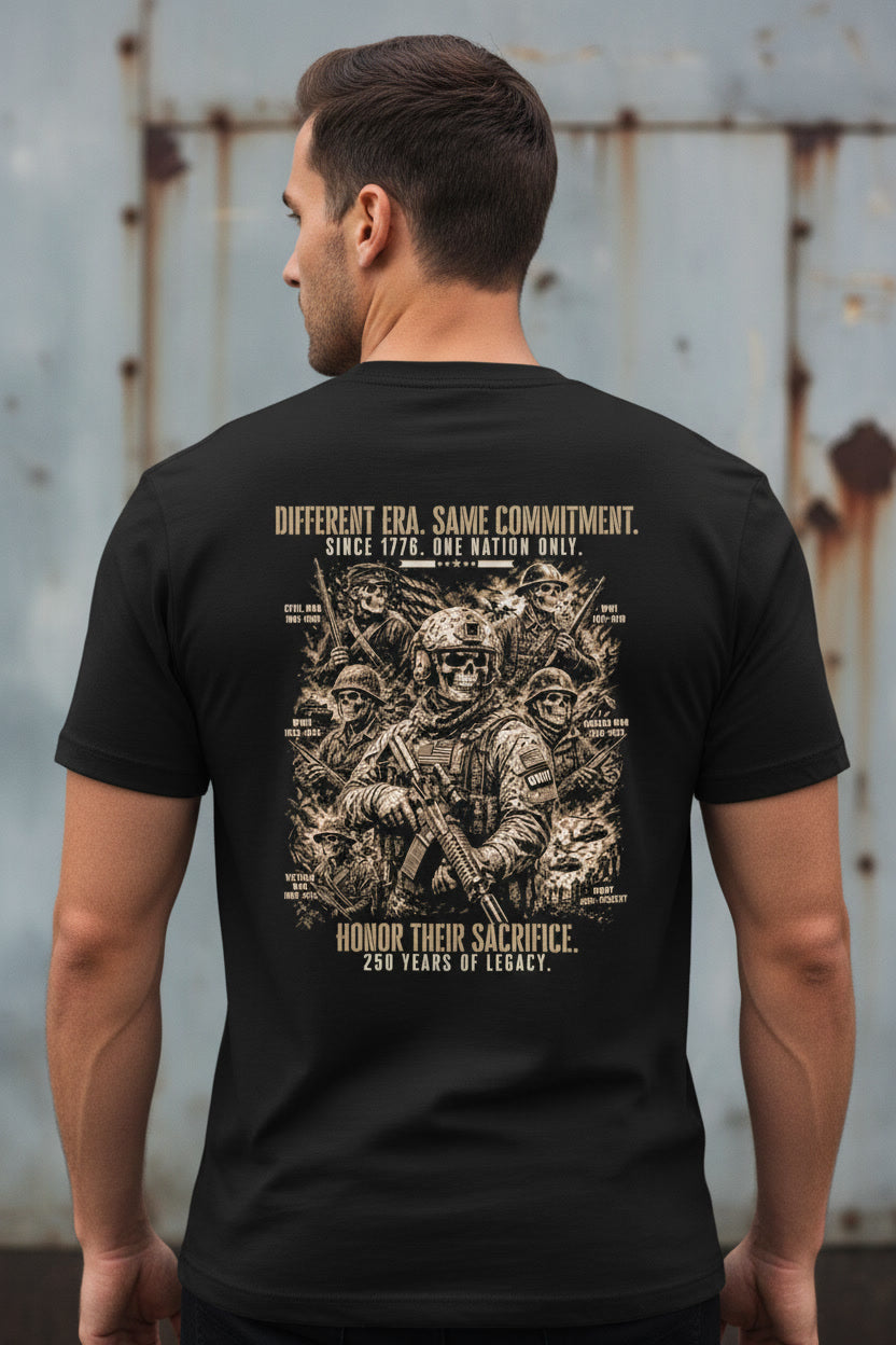Different Era. Same Commitment. 250-Year Anniversary Military Edition Premium Fitted Tee