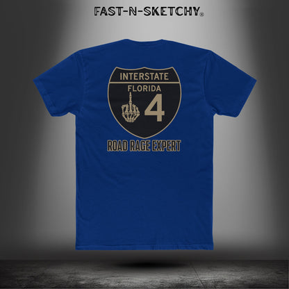 I-4 Road Rage Expert Florida (Black Sign) Premium Fitted Tee: Biker Edition Relaxed Classic Tee