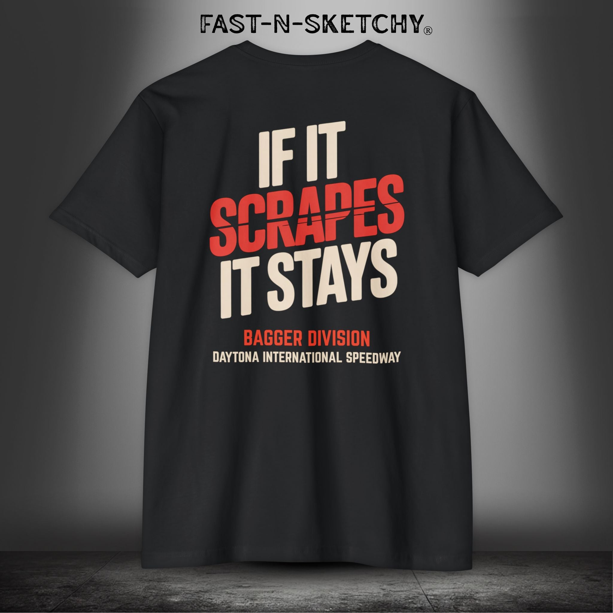 If It Scarpes, It Stays: Daytona Bike Week Bagger Racing Biker Edition Premium Fitted Tee