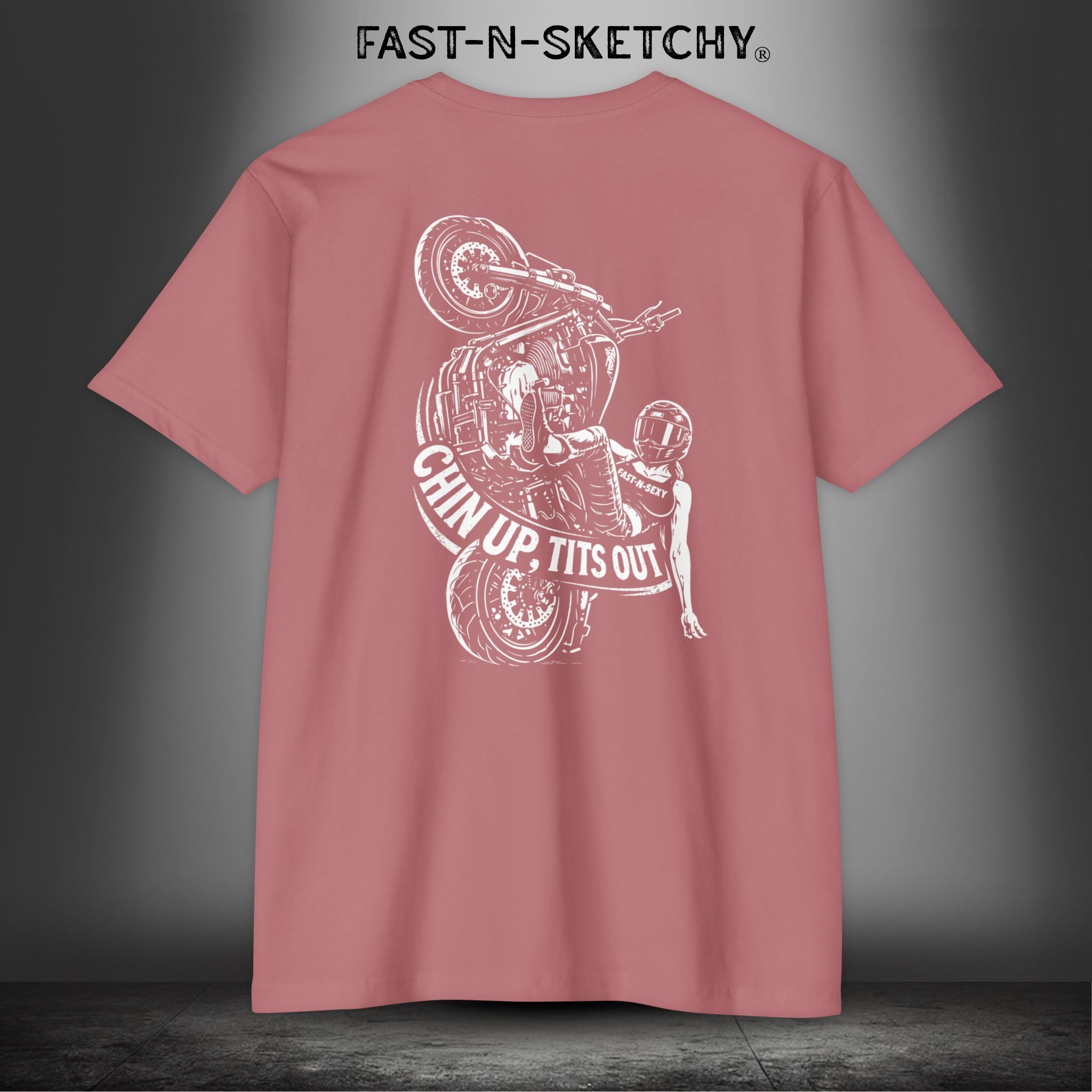 Chin Up, Tits Out: Biker Edition Premium Fitted Tee