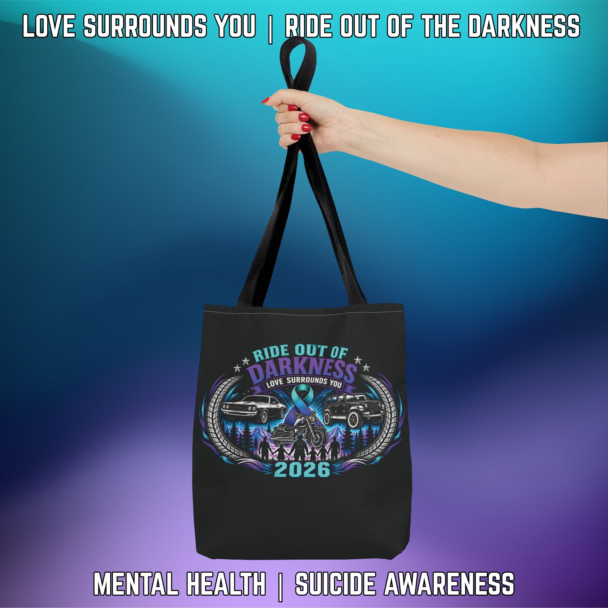 Ride Out of Darkness 2026 Tote Bag — Mental Health & Suicide Awareness - LSY
