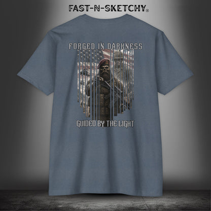 Forged in Darkness Military Edition — "Guided by the Light" Patriotic Tee