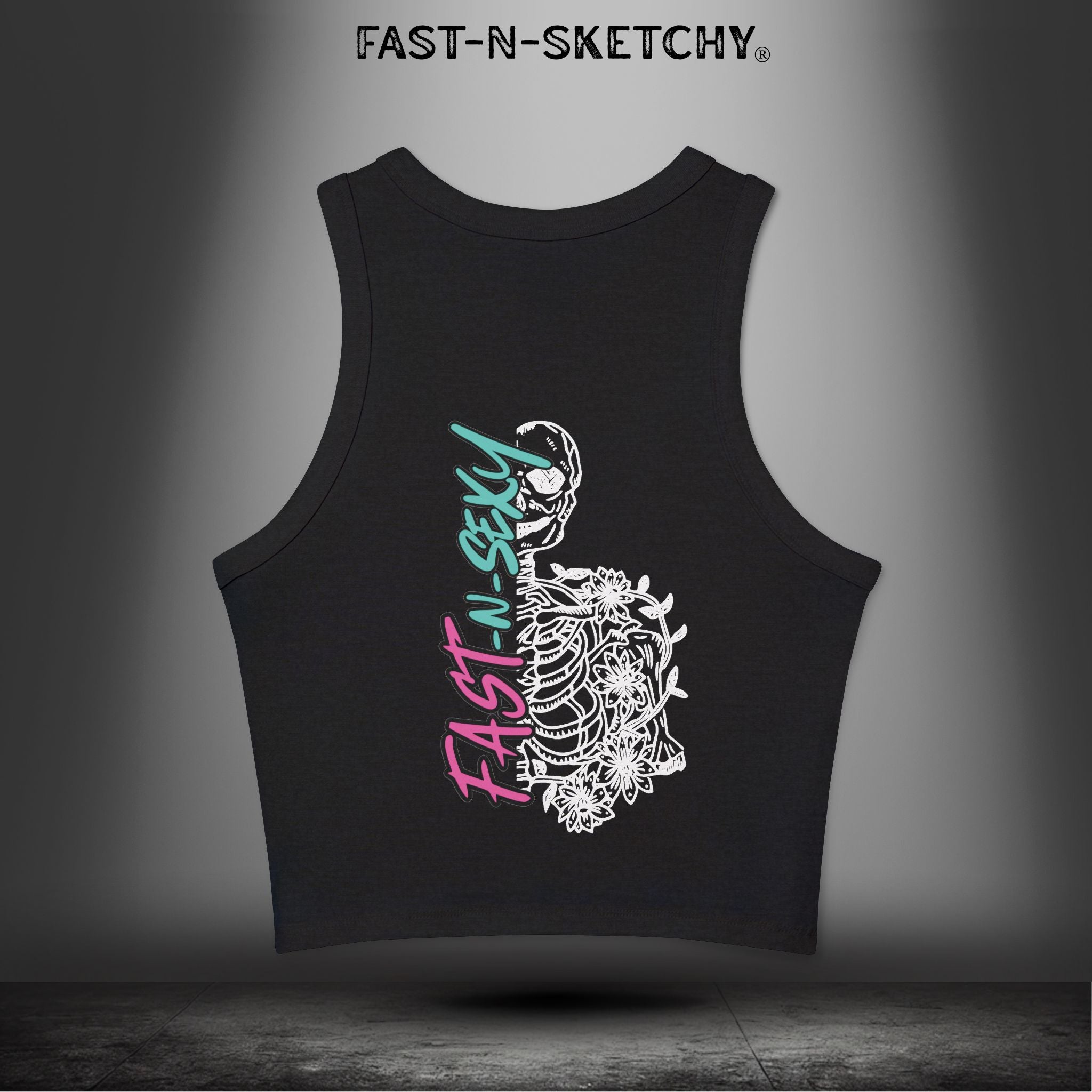 FAST-N-SEXY™ WITH HALF SKULL: Micro Rib Racer Tank Top