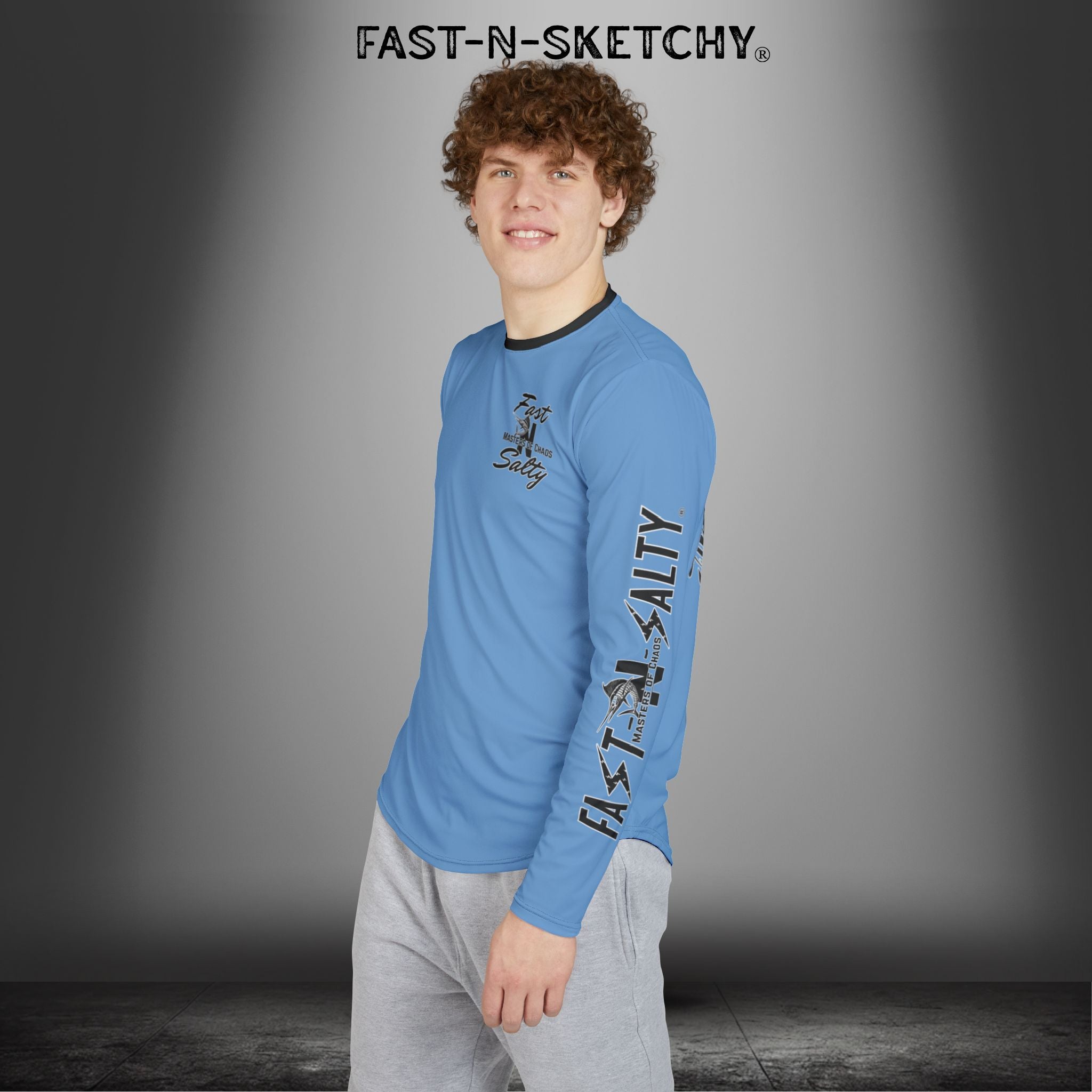 Fast-N-Salty UV Protection Long Sleeve Shirt - (Light Blue) Perfect for Outdoor Adventures and Fishing