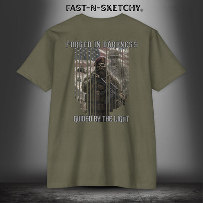 Forged in Darkness Military Edition — "Guided by the Light" Patriotic Tee