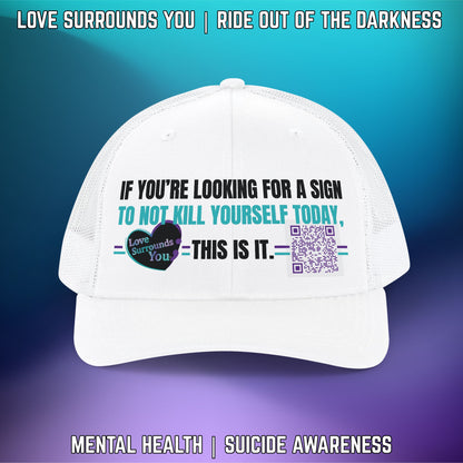 If You're Looking for a Sign QR Code Suicide Awareness Snapback Richardson 112 Trucker Cap - LSY