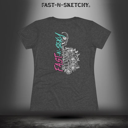 FAST-N-SEXY™ WITH HALF SKULL: Women's Triblend Tee