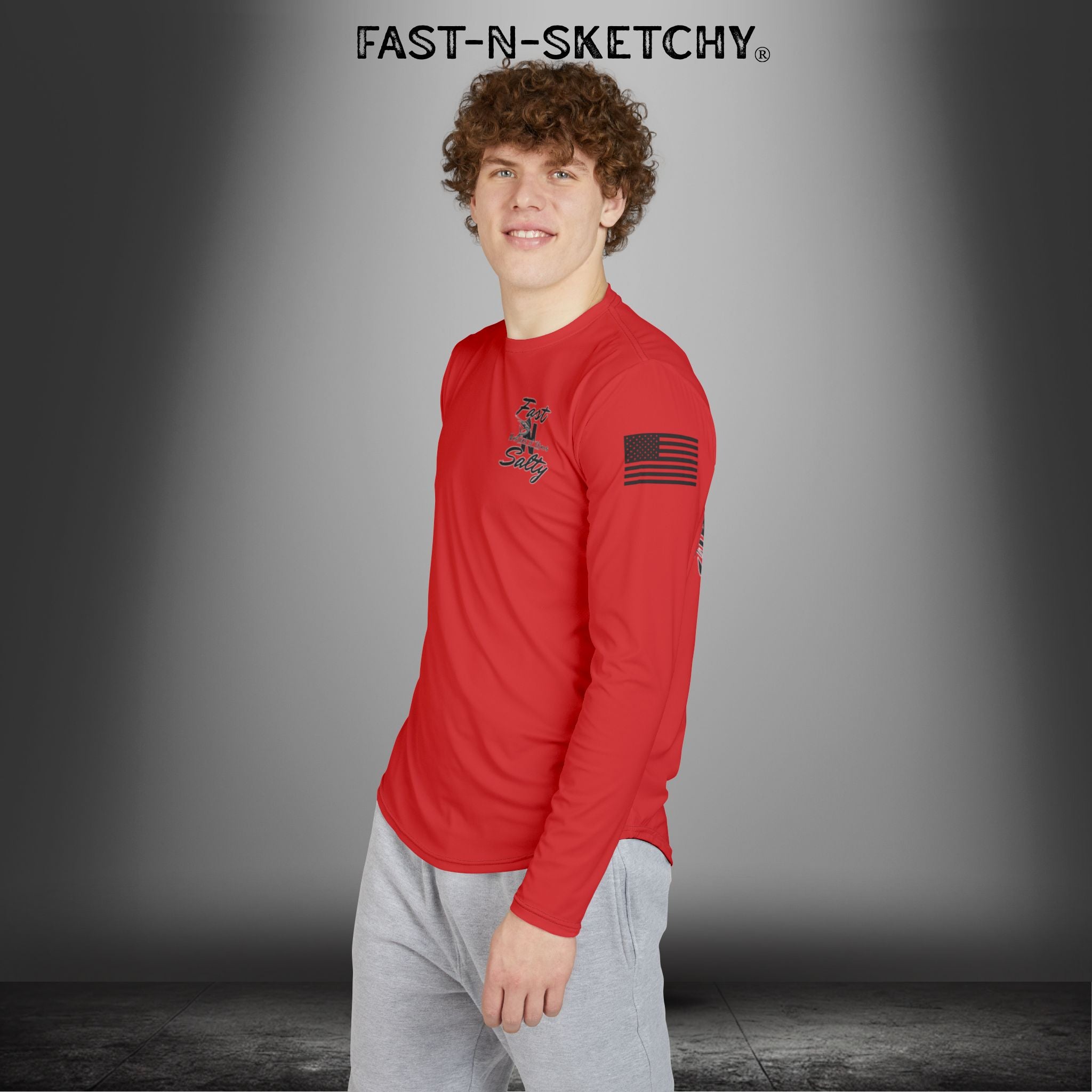 Fast-N-Salty UV Protection Long Sleeve Shirt - (Red) Perfect for Outdoor Adventures and Fishing