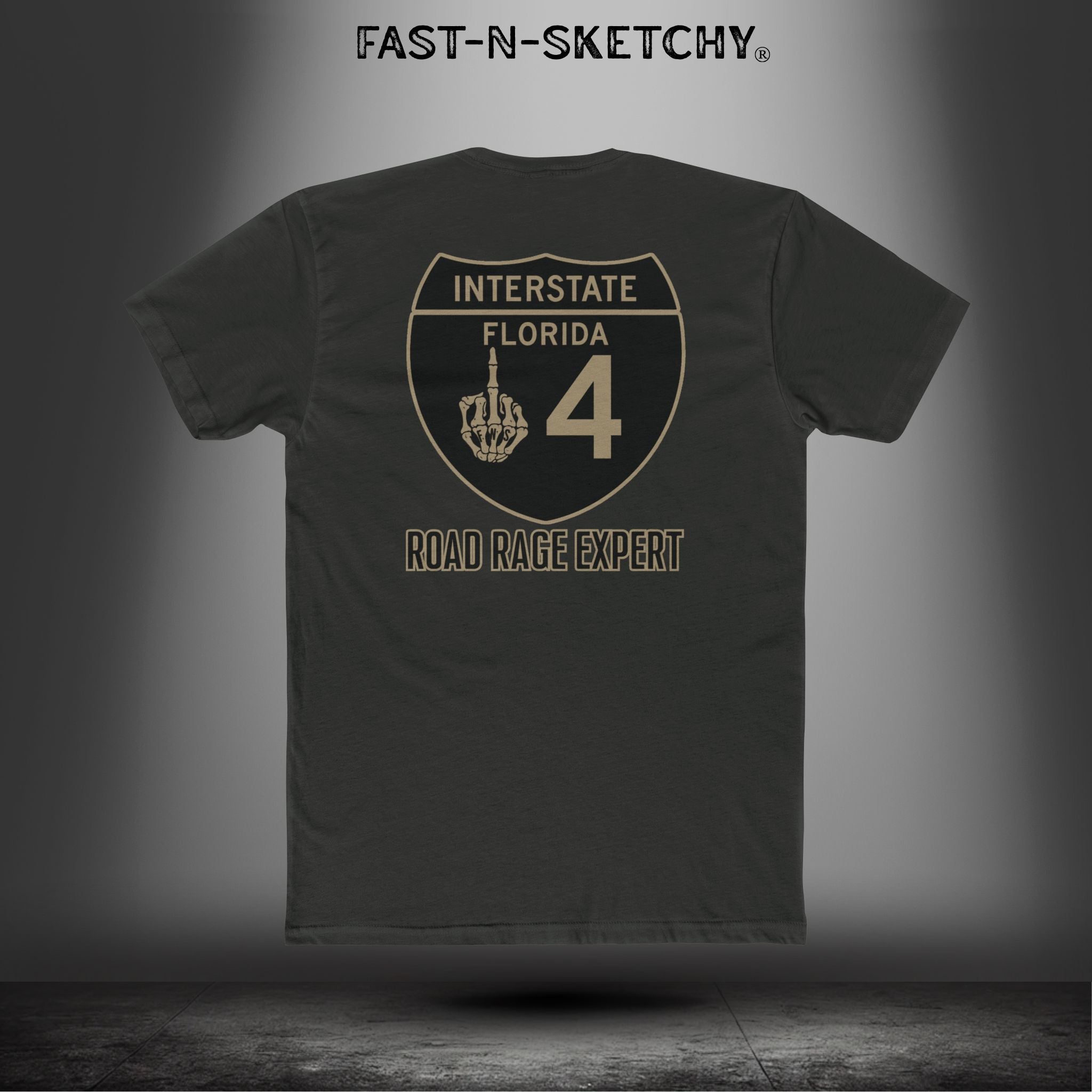 I-4 Road Rage Expert Florida (Black Sign) Premium Fitted Tee: Biker Edition Relaxed Classic Tee