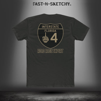 I-4 Road Rage Expert Florida (Black Sign) Premium Fitted Tee: Biker Edition Relaxed Classic Tee