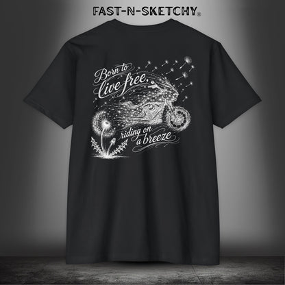 Dandelion: Born To Live Free, Riding on a Breeze - Biker Edition Premium Fitted Tee