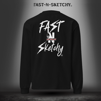 FAST-N-SKETCHY®: Premium Heavyweight Long Sleeve Shirt (White Letters)