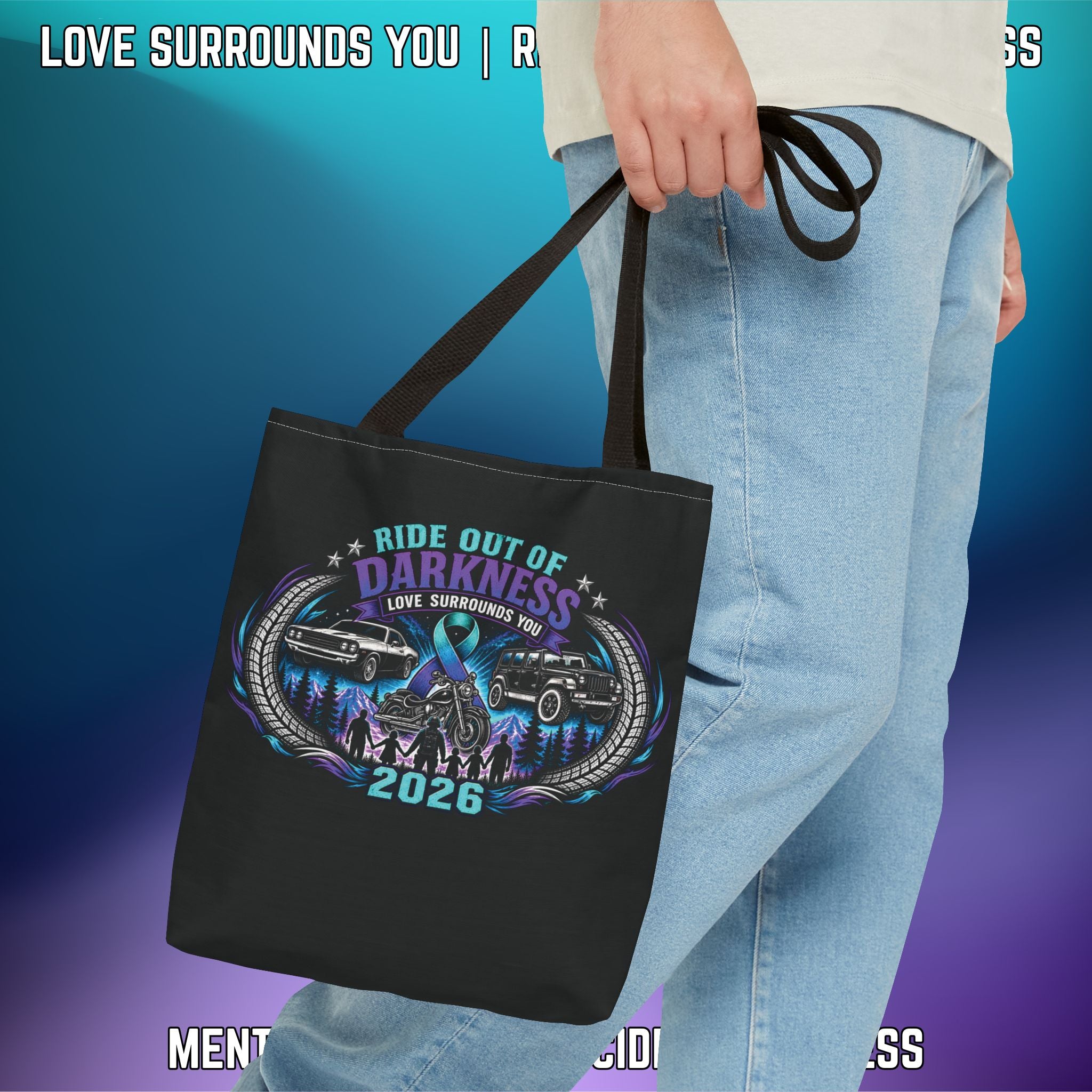 Ride Out of Darkness 2026 Tote Bag — Mental Health & Suicide Awareness - LSY