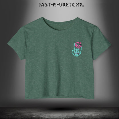 FAST-N-SEXY™ WITH HALF SKULL: Festival Crop Top