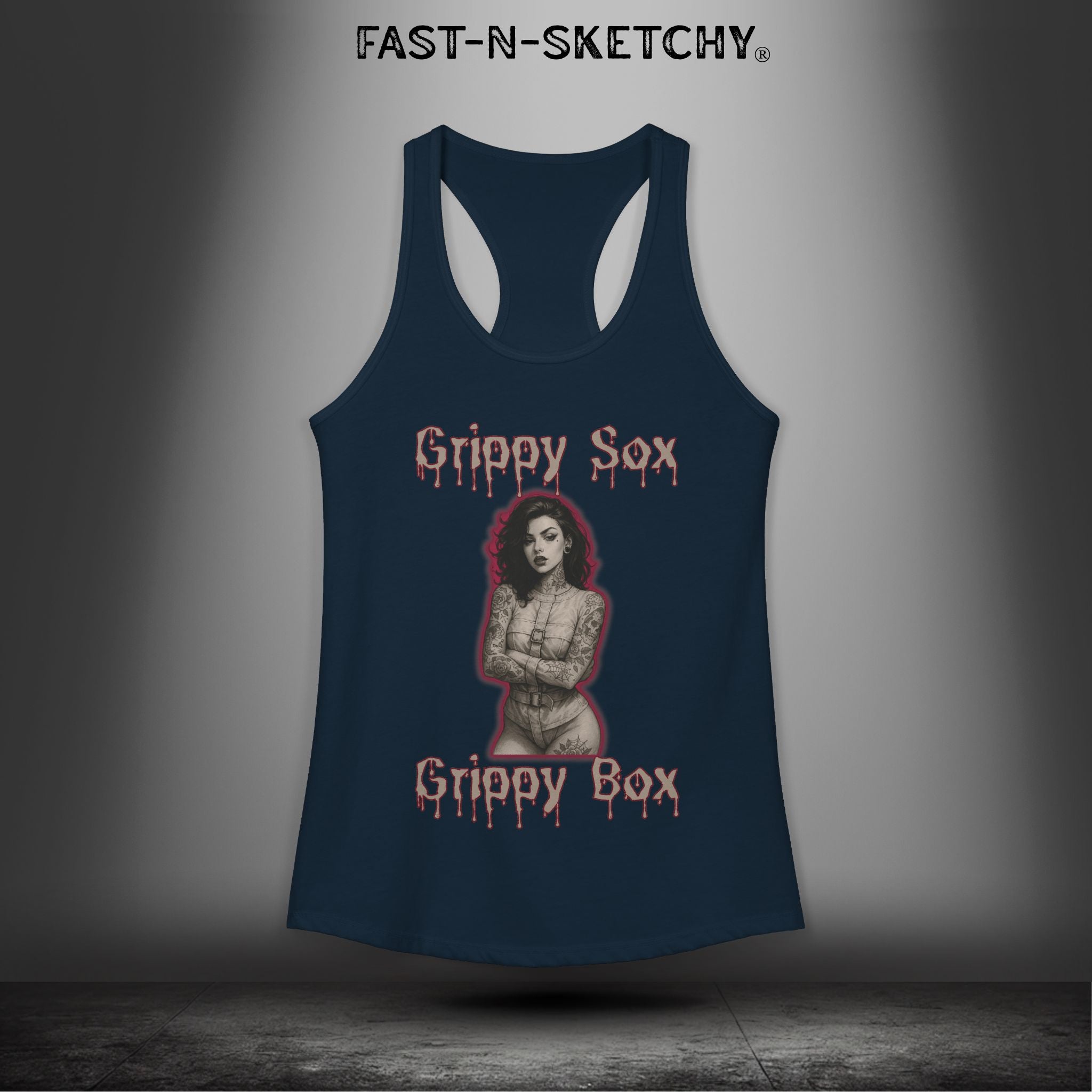 Grippy Sox Grippy Box: FAST-N-SKETCHY - Racerback Tank Top