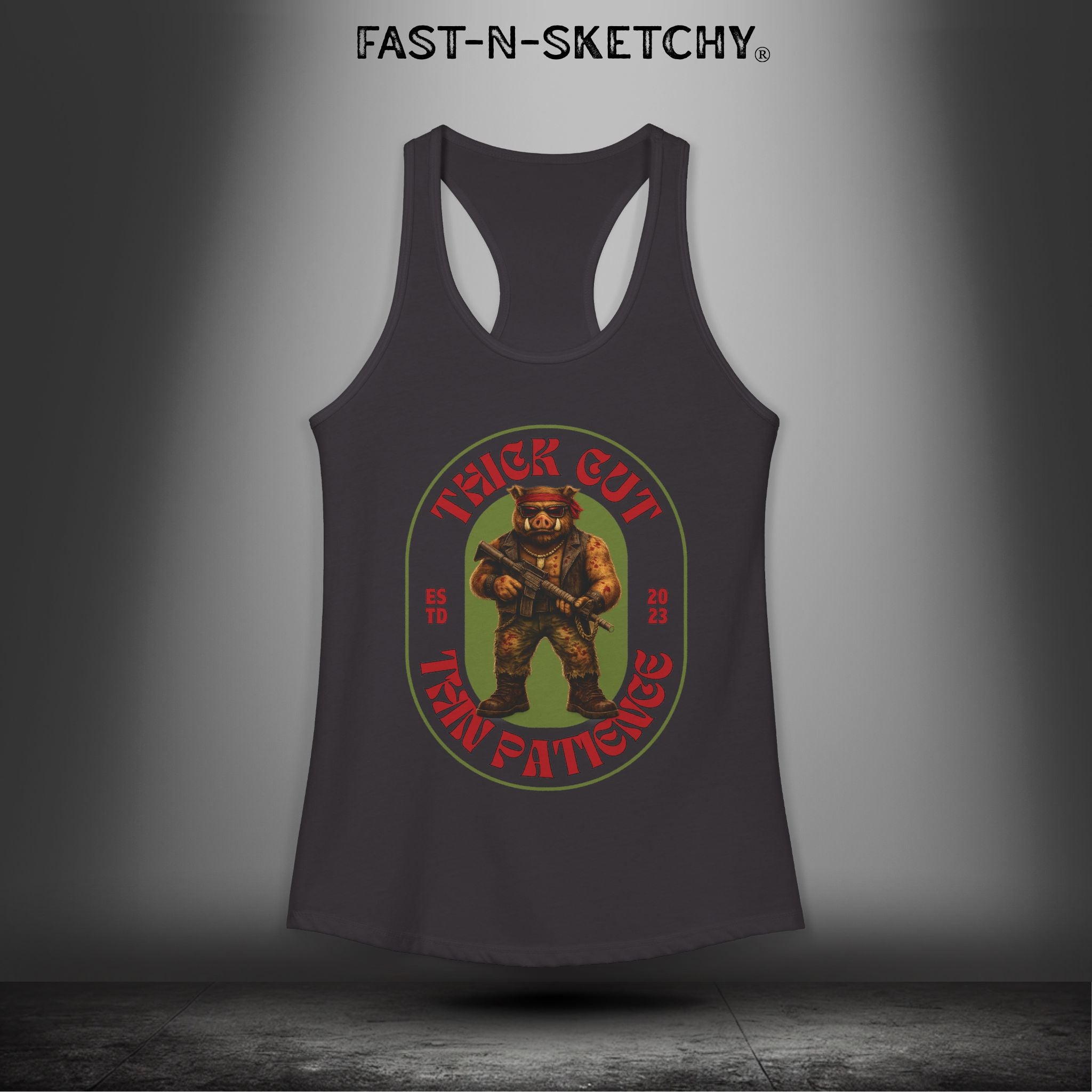 Porkchop, Thick Cut Thin Patience: Military Edition Racerback Tank