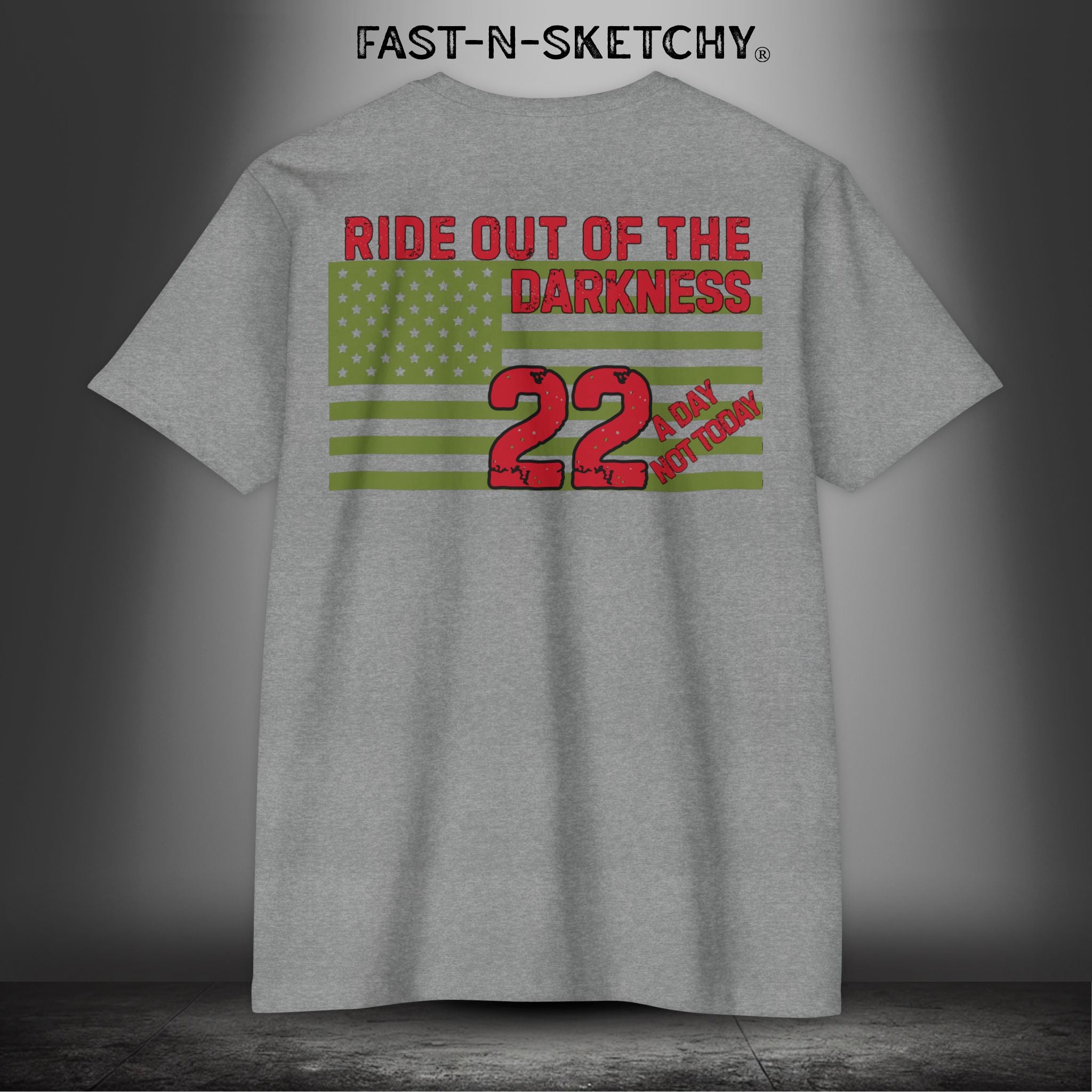 Military Edition Flag T-Shirt 22 a Day, Not Today | Sponor for Ride Out of the Darkness