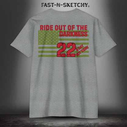 Military Edition Flag T-Shirt 22 a Day, Not Today | Sponor for Ride Out of the Darkness