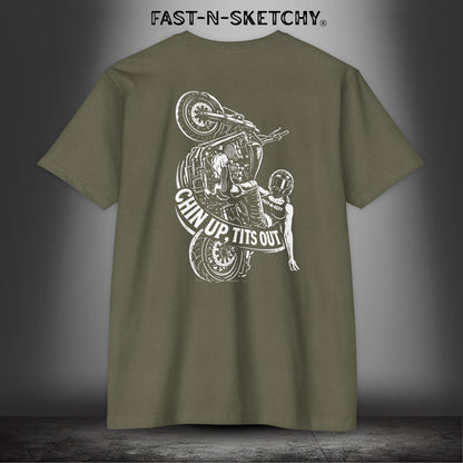 Chin Up, Tits Out: Biker Edition Premium Fitted Tee