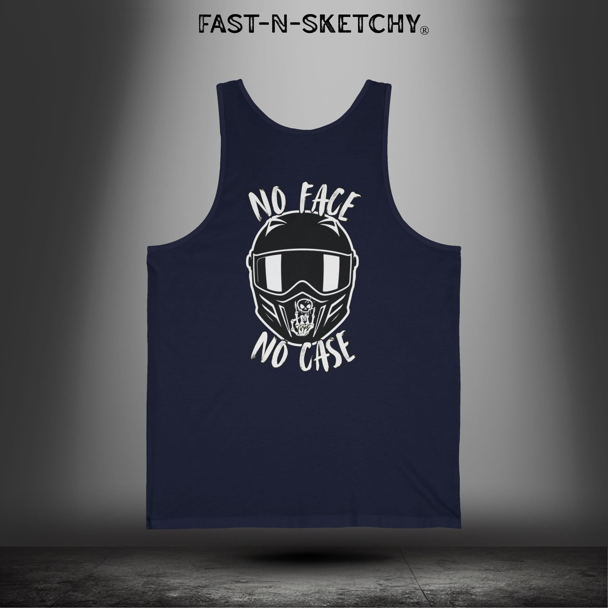 No Face No Case Tank Top — Fast-N-Sketchy Moto Helmet Graphic Tank