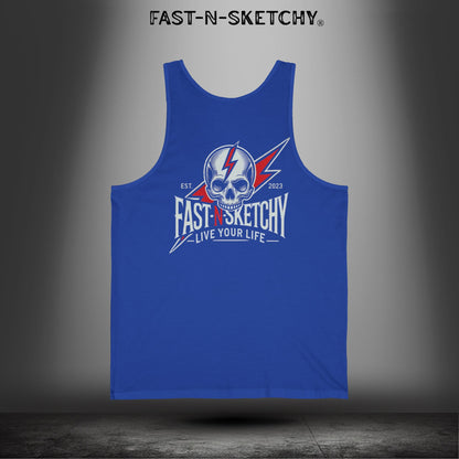 Live Your Life Graphic Tank - Fast-N-Sketchy Skull Tank Top