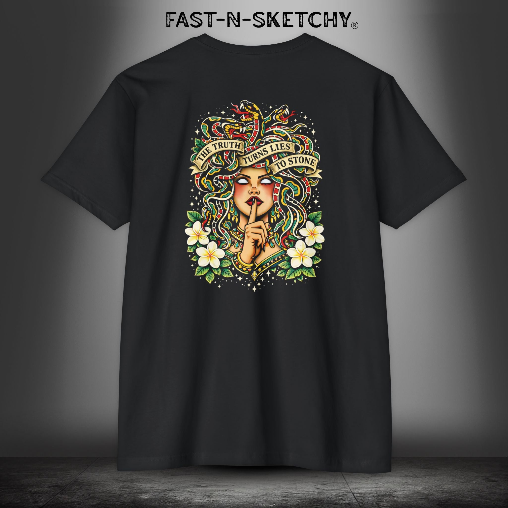 Medusa: The Truth Turns Lies to Stone - Premium Fitted Tee