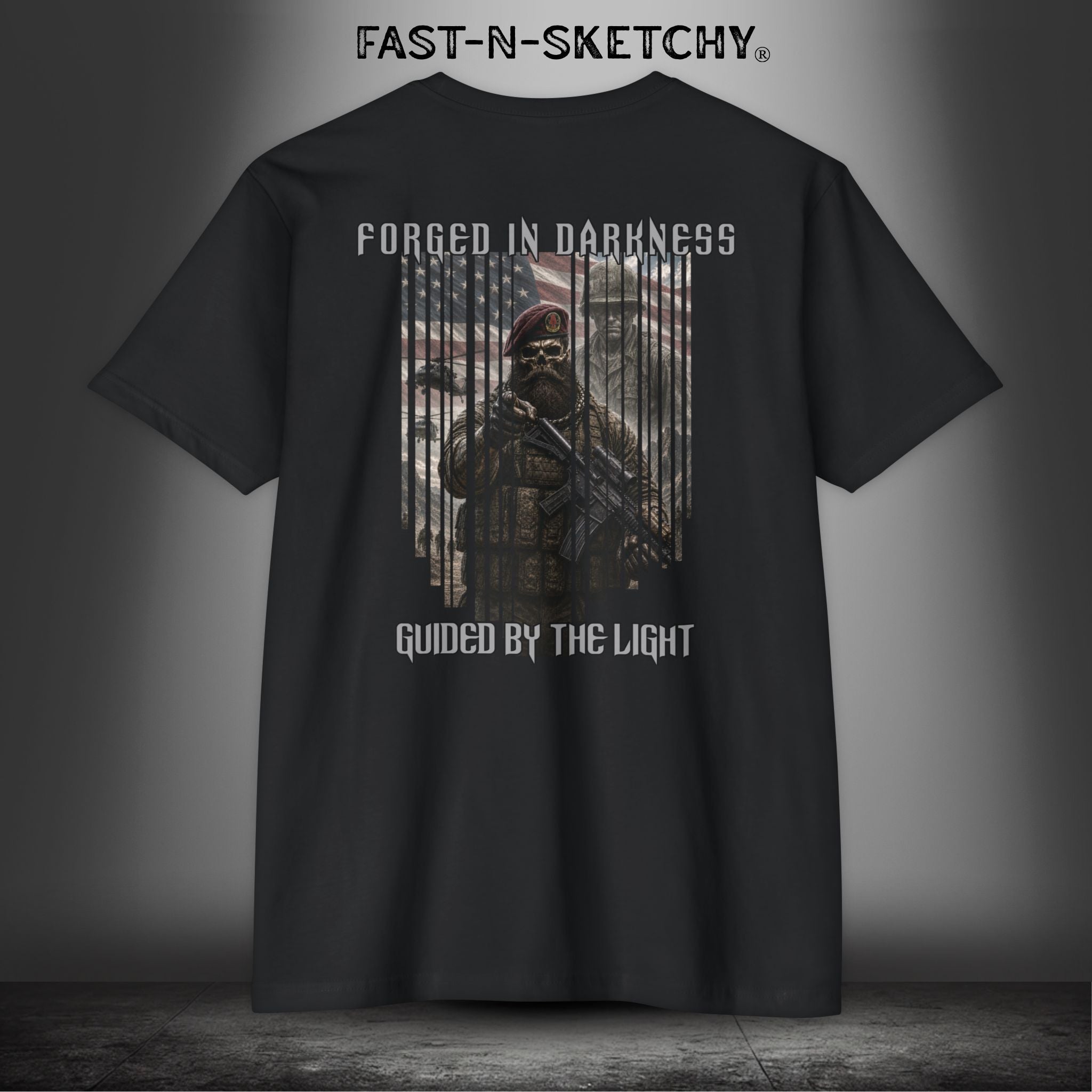 Forged in Darkness Military Edition — "Guided by the Light" Patriotic Tee