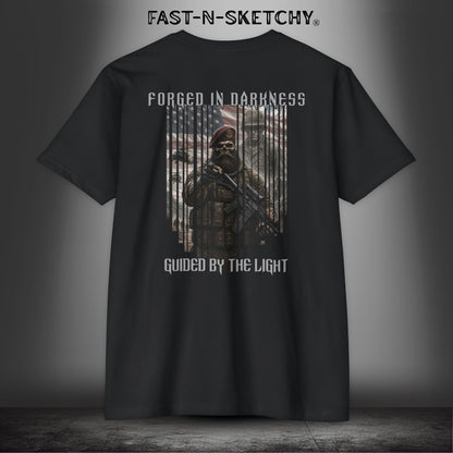 Forged in Darkness Military Edition — "Guided by the Light" Patriotic Tee