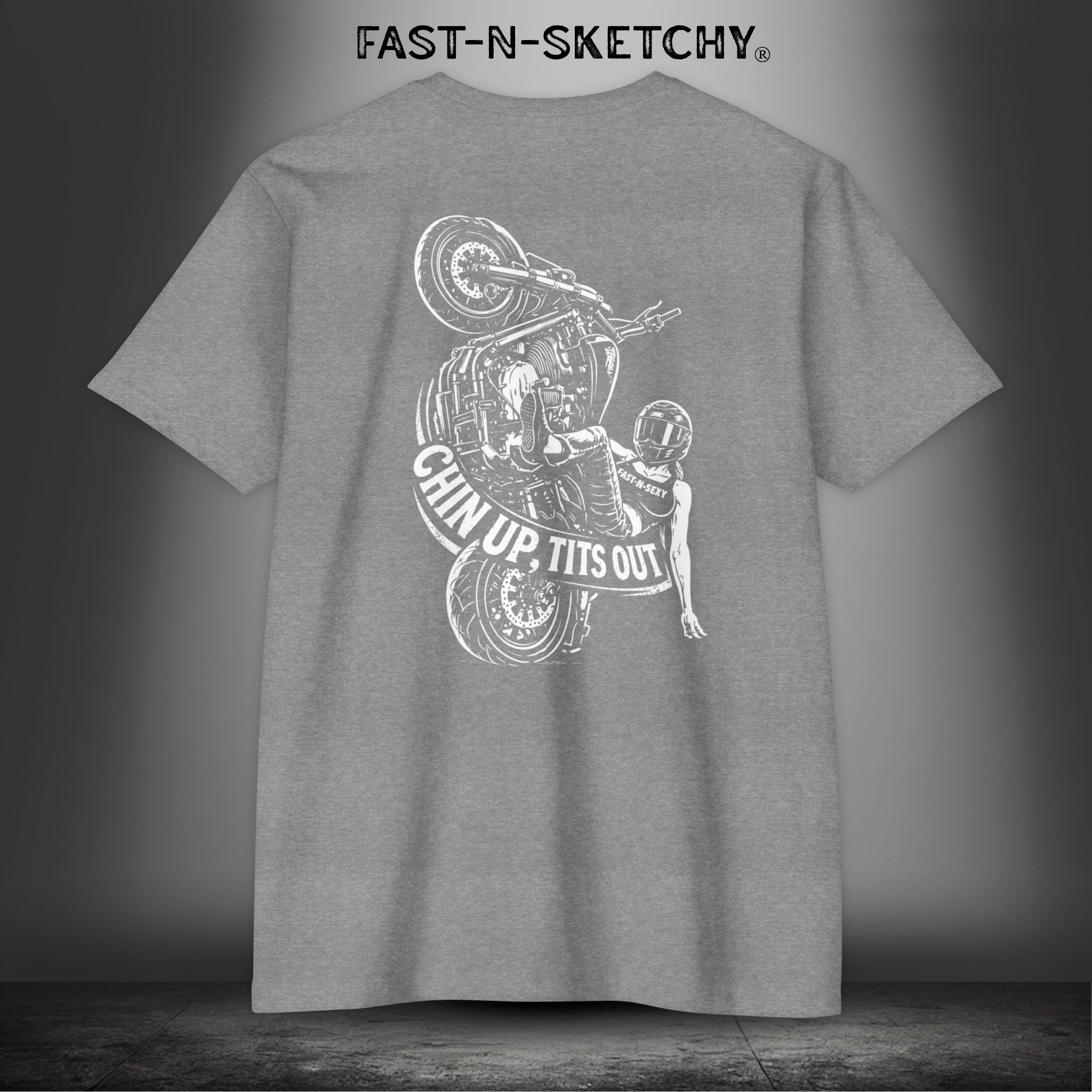 Chin Up, Tits Out: Biker Edition Premium Fitted Tee