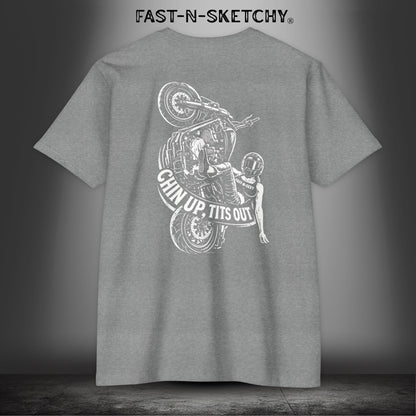 Chin Up, Tits Out: Biker Edition Premium Fitted Tee