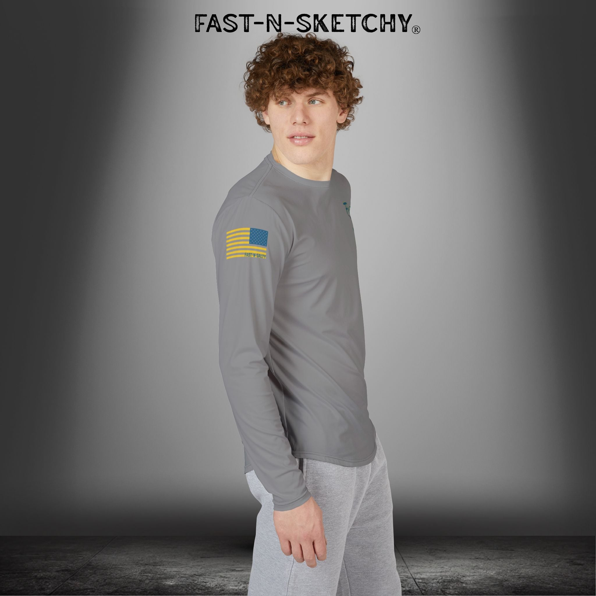 Tease 'Em Up: FAST-N-SALTY, FAST-N-SALTY: (Grey) UV Protection Long Sleeve Shirt (Marlin) Perfect for Outdoor Adventures and Fishing