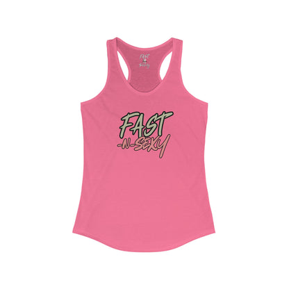 FAST-N-SKETCHY WITH SPINE/FLOWERS - Women's Racerback Tank