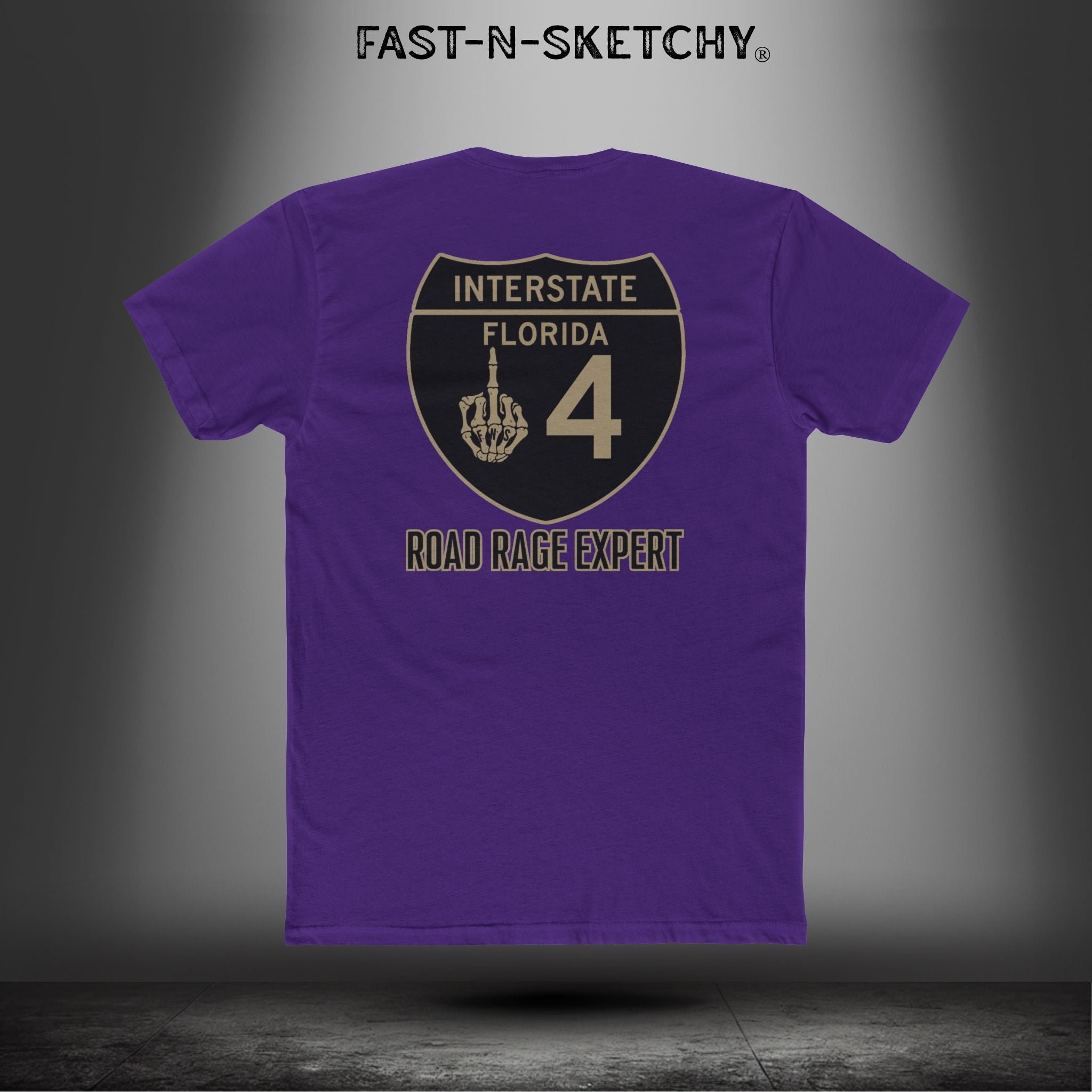 I-4 Road Rage Expert Florida (Black Sign) Premium Fitted Tee: Biker Edition Relaxed Classic Tee