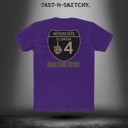 I-4 Road Rage Expert Florida (Black Sign) Premium Fitted Tee: Biker Edition Relaxed Classic Tee