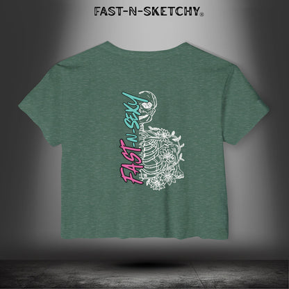 FAST-N-SEXY™ WITH HALF SKULL: Festival Crop Top