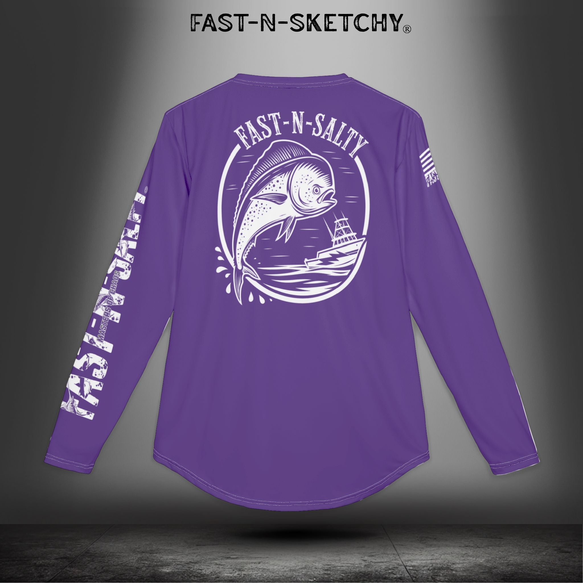 Mahi Mahi Fast-N-Salty Purple UV Protection Long Sleeve Shirt - Perfect for Outdoor Adventures and Fishing