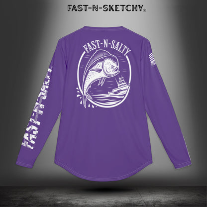 Mahi Mahi Fast-N-Salty Purple UV Protection Long Sleeve Shirt - Perfect for Outdoor Adventures and Fishing