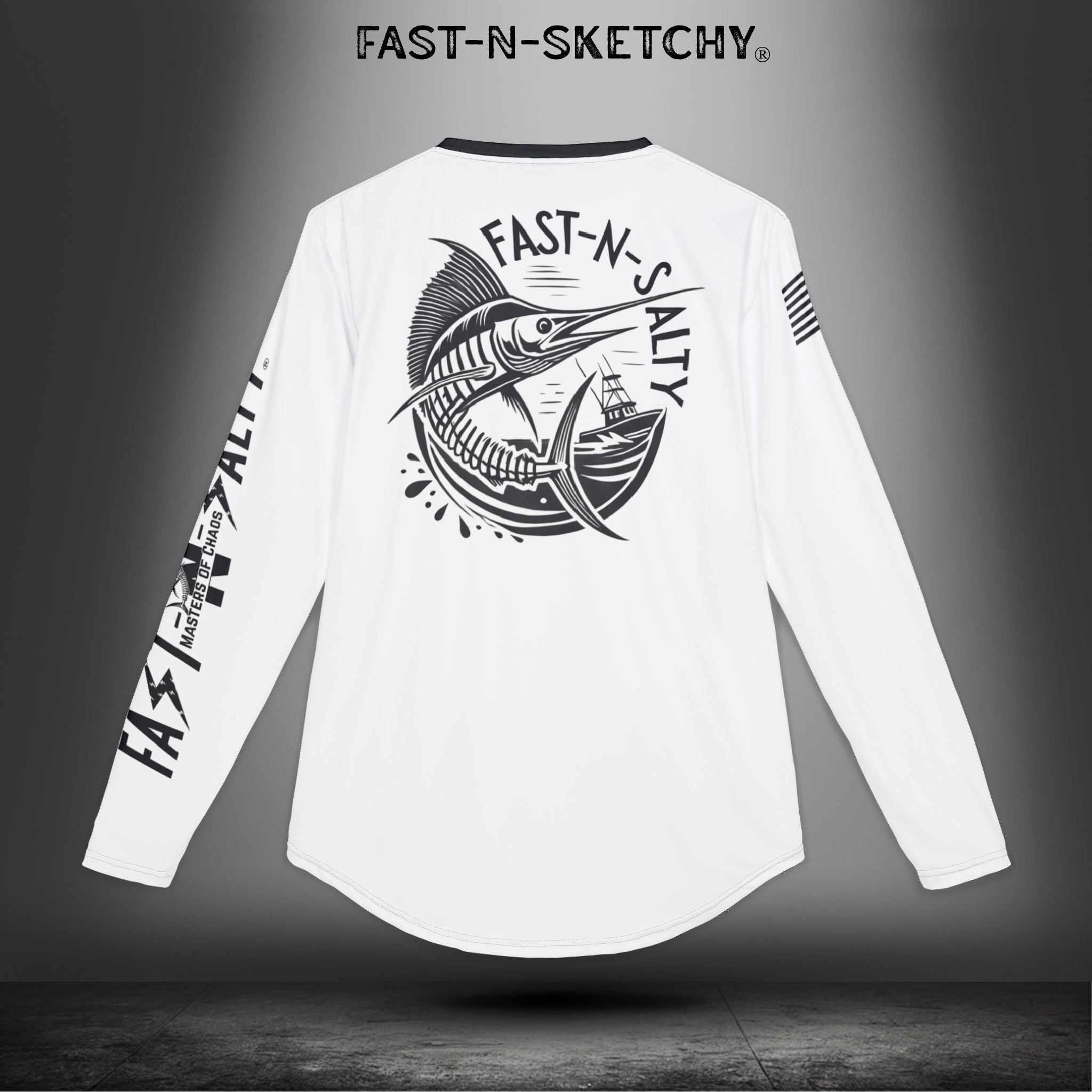 Fast-N-Salty UV Protection Long Sleeve Shirt - (White) Perfect for Outdoor Adventures and Fishing