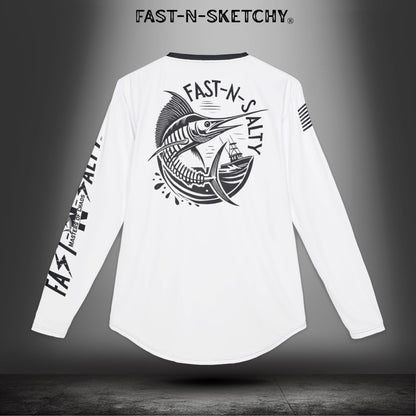 Fast-N-Salty UV Protection Long Sleeve Shirt - (White) Perfect for Outdoor Adventures and Fishing