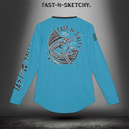 Fast-N-Salty UV Protection Long Sleeve Shirt - (Blue) Perfect for Outdoor Adventures and Fishing