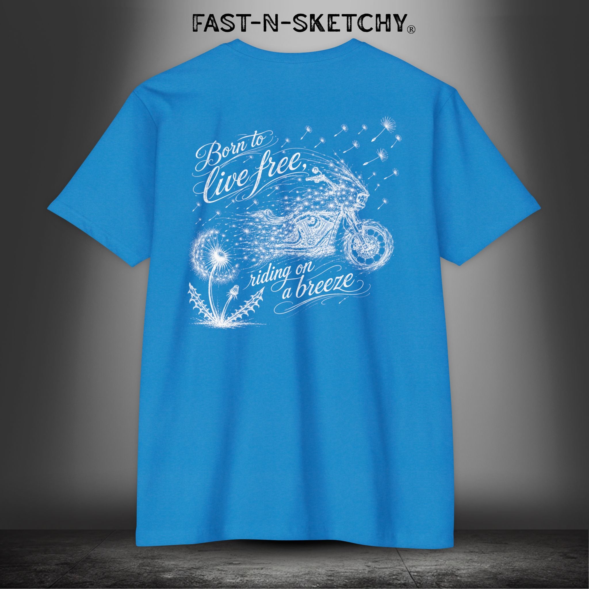 Dandelion: Born To Live Free, Riding on a Breeze - Biker Edition Premium Fitted Tee