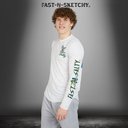 Tease 'Em Up: FAST-N-SALTY, FAST-N-SALTY: (White) UV Protection Long Sleeve Shirt (Marlin) Perfect for Outdoor Adventures and Fishing