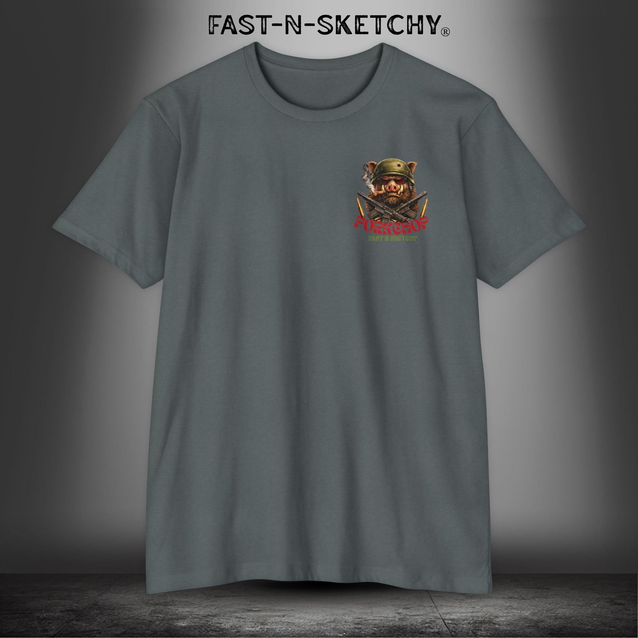 Porkchop, Thick Cut Thin Patience: Military Edition Premium Fitted Tee