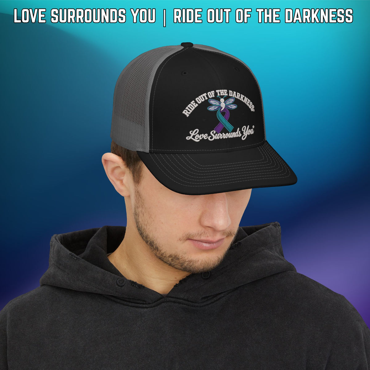 Ride Out of the Darkness Suicide Awareness Richardson Trucker Cap - LSY