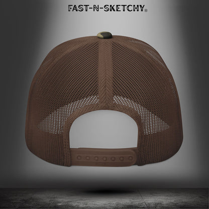 Camouflage FNS Trucker Hat — Embroidered "FAST-N-SKETCHY" Logo