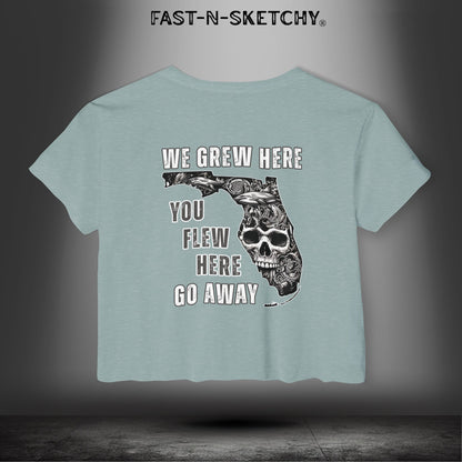 WE GREW HERE, YOU FLEW HERE, GO AWAY: Crop Top (Medium-Weight)