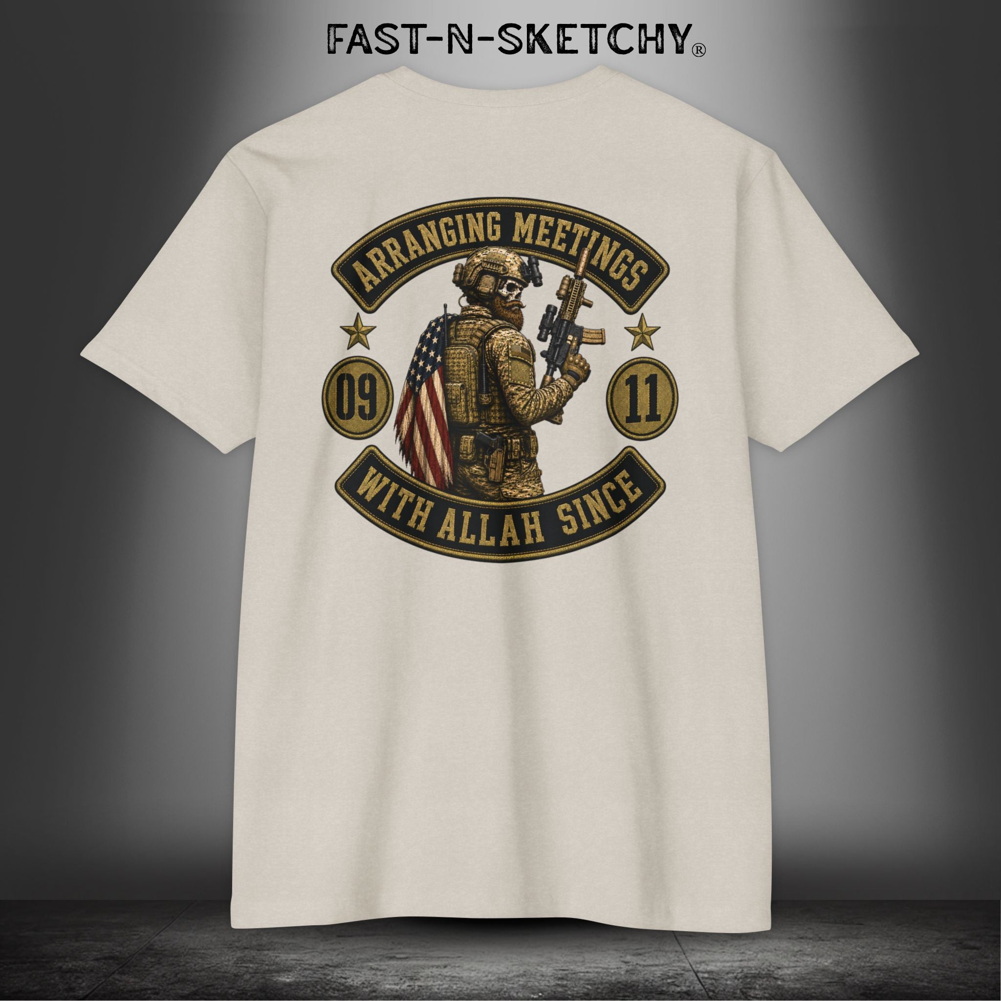 Arranging Meetings With Allah Since 09|11 Tactical Tee: Military Edition