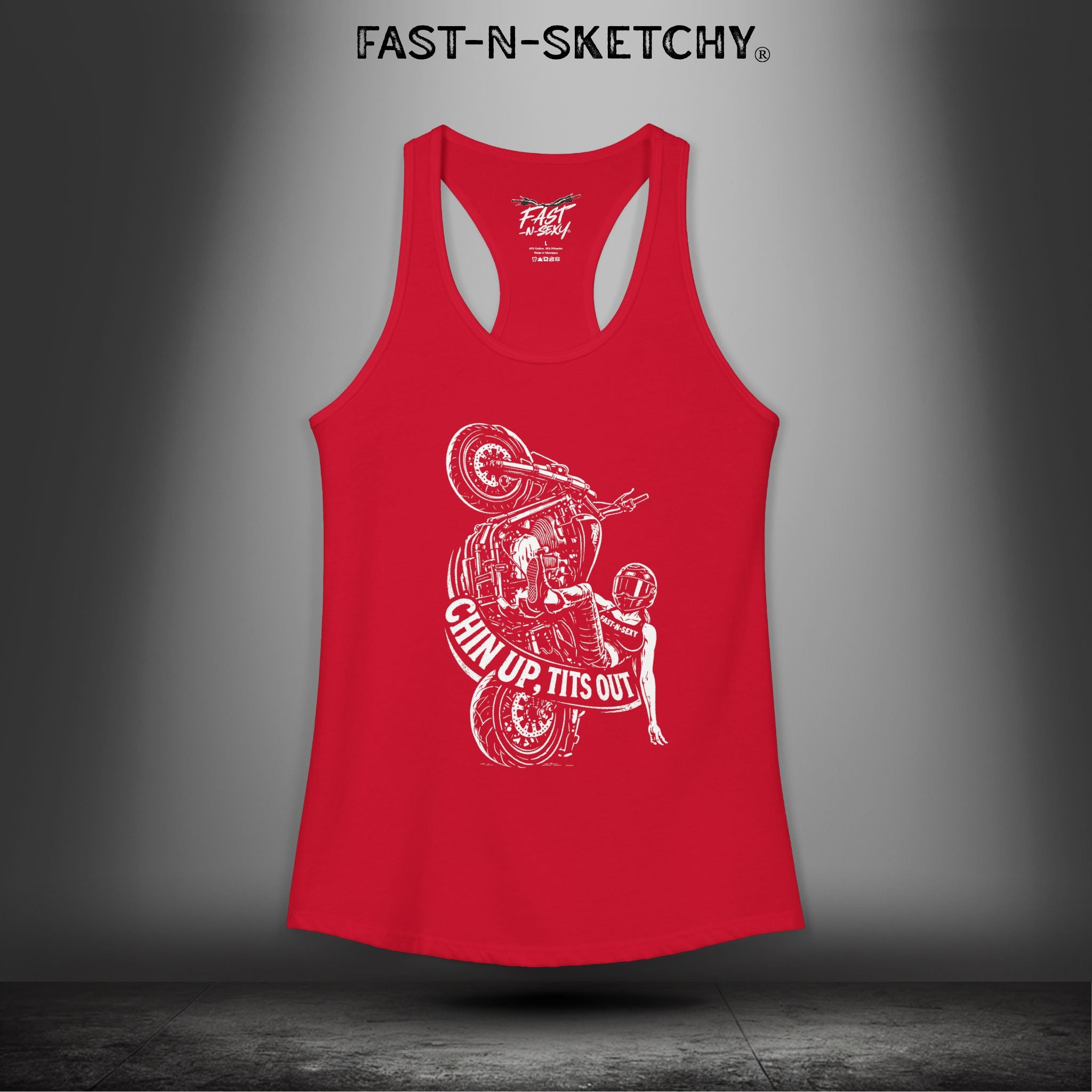 Chin Up, Tits Out: Biker Edition Racerback Tank